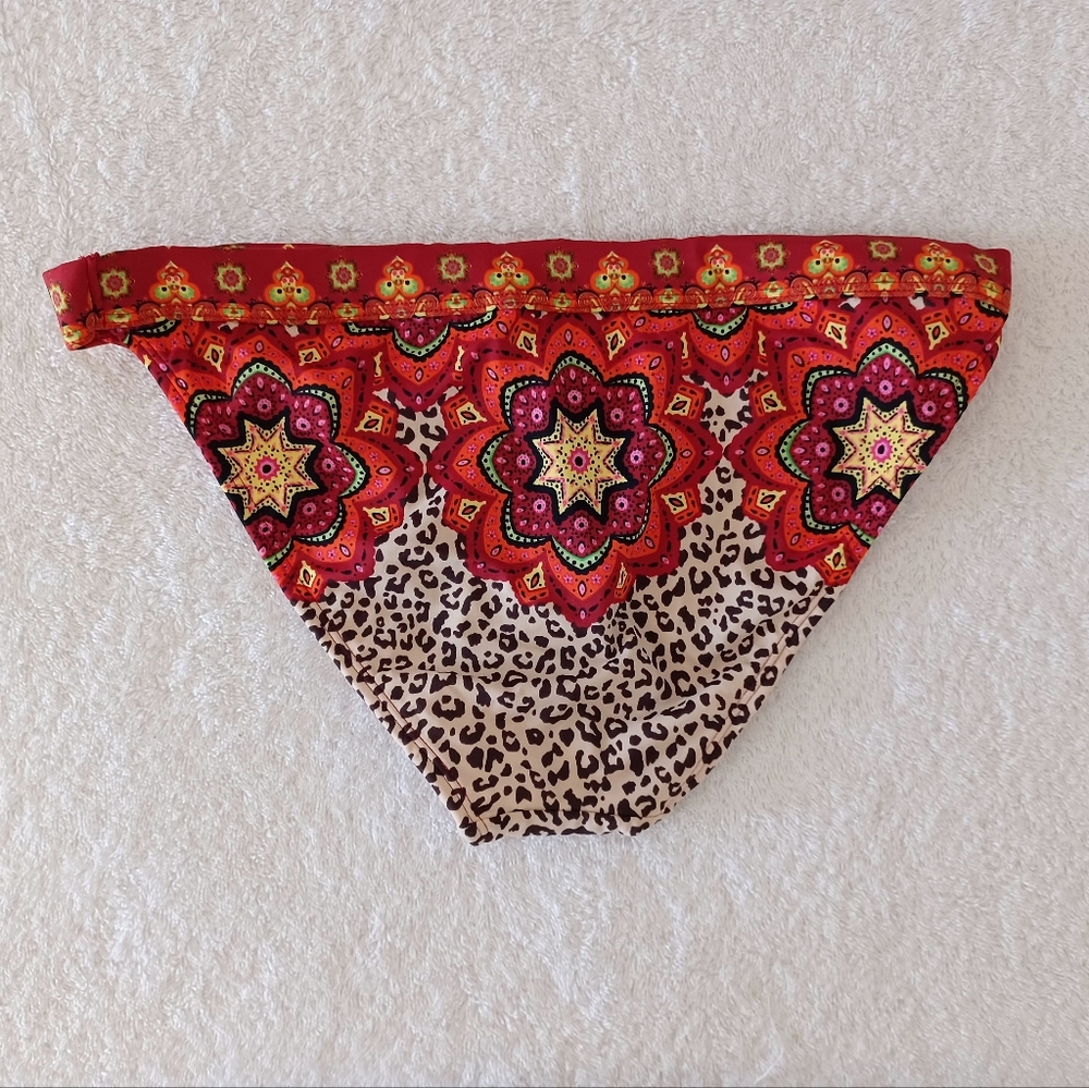 Venus Jungle Leopard Mosaic Bikini Bottom, Size 4
